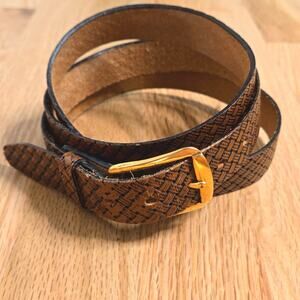 Vintage Paris brand leather faux weave stamped belt size 44